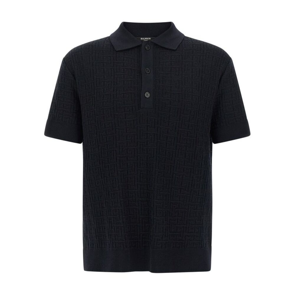 Balmain Men 'Monogram' Knit Polo Shirt